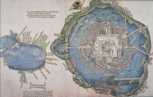 El mapa “Nuremberg” de 1524 de Tenochtitlán. Wikipedia.